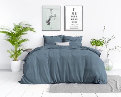 Dreamhouse - Stone Washed dekbedovertrek 100% Katoen - Blauw - 200 x 220