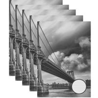 5x Luxe schrift A5 formaat harde kaft grijs met brug en wolken