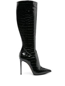 Le Silla bottes Eva 120 mm à effet peau de crocodile - Noir