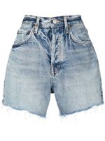 AGOLDE short Riley en jean à bords francs - Bleu - thumbnail