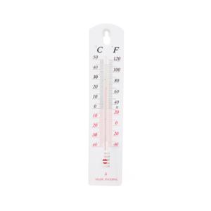 Thermometer - wit - kunststof - 20 x 4 cm - Celsius / Fahrenheit - ophangoog