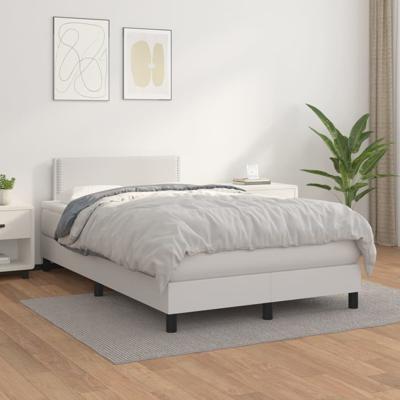 Boxspring met matras kunstleer wit 120x200 cm