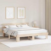 Bedframe met hoofdeinde Naturel 200 x 200 cm Massief grenenhout