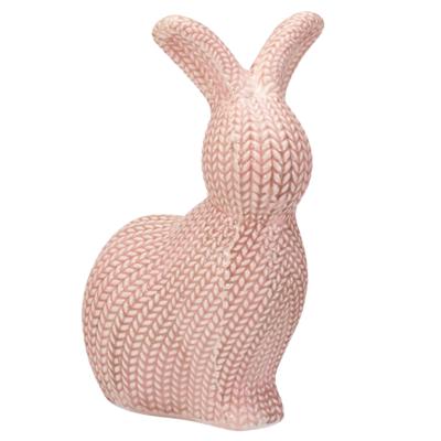 Home & Styling Decoratie paashaas / konijn - roze - dolomiet - 14 cm - paasdecoratie