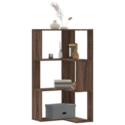 Boekenkast 3-laags hoek 50x50x102 cm bewerkt hout bruin eiken