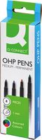 Q-CONNECT OHP marker, permanent, medium, set van 4 stuks in geassorteerde kleuren - thumbnail