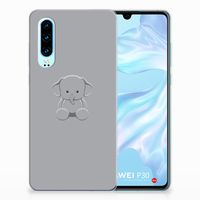 Huawei P30 Telefoonhoesje met Naam Grijs Baby Olifant - thumbnail