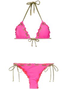 Amir Slama stitching details bikini set - Rose