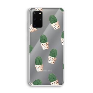 Cactusprint roze: Samsung Galaxy S20 Plus Transparant Hoesje