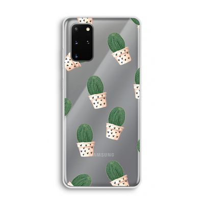 Cactusprint roze: Samsung Galaxy S20 Plus Transparant Hoesje