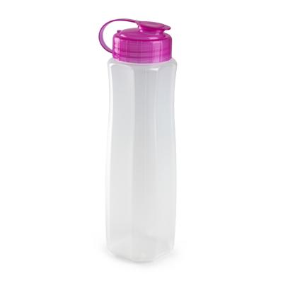 Plasticforte waterfles - 1000 ml - transparant met dop roze - drinkfles - sport