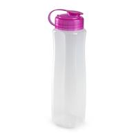 Plasticforte waterfles - 1000 ml - transparant met dop roze - drinkfles - sport