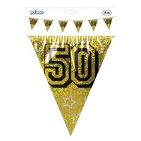 3x Gouden bruiloft vlaggenlijn 50 jaar 8 meter - Vlaggenlijnen