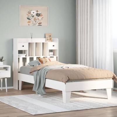 Bedframe zonder matras massief grenenhout wit 75x190 cm