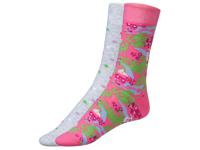 2 paar sokken (35-38, Roze patroon / grijze stippen) - thumbnail