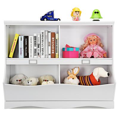 Kinderboekenkast met 4 Vakken Speelgoed & Boeken Opbergmeubel met Golfvormige Basis Afgeronde Hoeken 105,5 x 39,5 x 84 cm