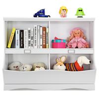 Kinderboekenkast met 4 Vakken Speelgoed & Boeken Opbergmeubel met Golfvormige Basis Afgeronde Hoeken 105,5 x 39,5 x 84 cm