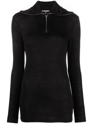 Jil Sander haut à logo imprimé - Noir