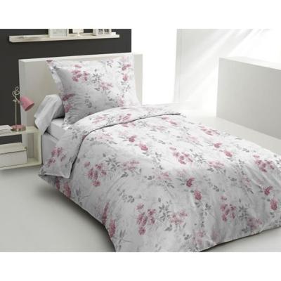 Dekbedovertrekset 140x200 cm HOME LINGE PASSION POMPADOUR: Dekbedovertrek + 1 kussensloop - 100% Katoen 57 Draden - Wit/roze