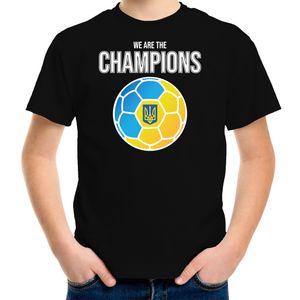 Oekraine EK/ WK supporter t-shirt we are the champions met Oekrainse voetbal zwart kinderen