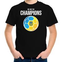 Oekraine EK/ WK supporter t-shirt we are the champions met Oekrainse voetbal zwart kinderen