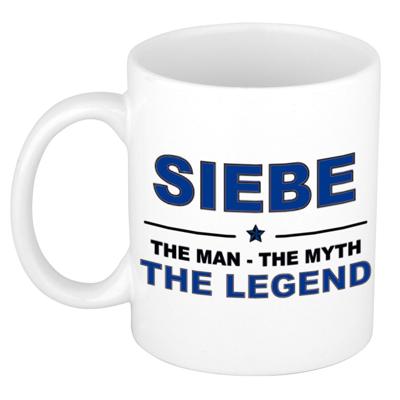 Siebe cadeau mok - man myth legend - naam koffiemok / beker - wit en blauw - 300 ml Siebe cadeau mok - man myth legend - naam koffiemok / beker - wit en blauw - 300 ml