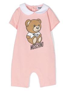 Moschino Kids barboteuse en coton à logo imprimé - Rose