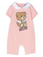Moschino Kids barboteuse en coton à logo imprimé - Rose