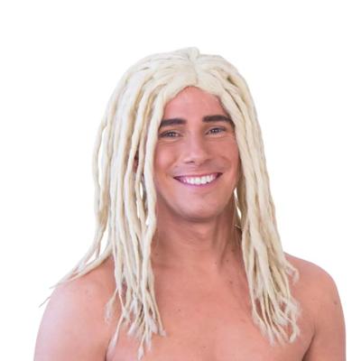 Comedia Carnaval verkleed pruik - Dreadlocks Rasta - blond - lang haar - heren - Hippie