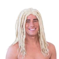 Comedia Carnaval verkleed pruik - Dreadlocks Rasta - blond - lang haar - heren - Hippie
