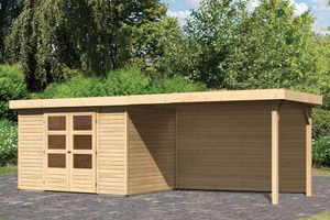 Woodfeeling | Tuinhuis Askola 4 met Overkapping 2,8 en Achterwand | Onbehandeld