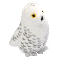 Pluche witte sneeuwuil met geluid knuffel vogel 13 cm speelgoed - thumbnail
