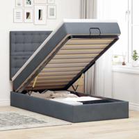 Ottoman bed met matrassen 90x200cm fluweel donkergrijs