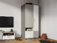 Kast PIKA 2 deuren 1 lade wit/lichtgrijs