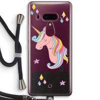 Roze eenhoorn: HTC U12+ Transparant Hoesje met koord