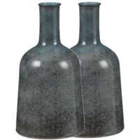 Fles bloemenvazen 2 stuks van terracotta in het blauw shadow D22 en H35 cm