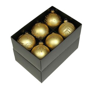 Luxe gedecoreerde kerstballen - 12x stuks - goud - glas - 8 cm