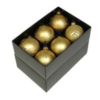 Luxe gedecoreerde kerstballen - 12x stuks - goud - glas - 8 cm - thumbnail