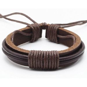 Leren armband LGT Jewels Verstelbaar Touw Bruin