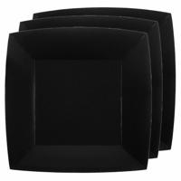 10x stuks feest gebaksbordjes zwart - karton - 18 cm - vierkant