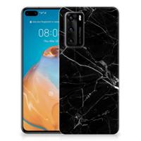 Huawei P40 | TPU | Siliconen hoesje | Marmer Zwart - Origineel Cadeau Vader