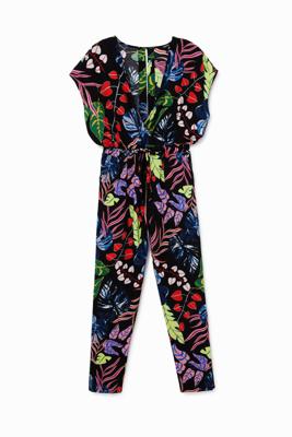 Lange jumpsuit met V-hals - BLACK - S