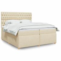 Boxspring met matras stof crèmekleurig 200x200 cm
