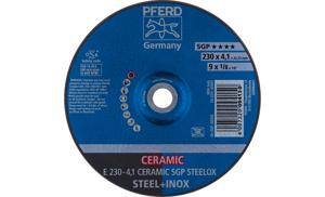 PFERD 62100230 E 230-4,1 CERAMIC SGP STEELOX Afbraamschijf gebogen Diameter 230 mm Boordiameter 22.23 mm RVS, Staal 10 stuk(s)