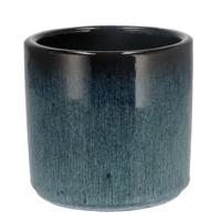 DK Design Bloempot Blue Glaze - rond - blauw - D12xH13cm - ombre