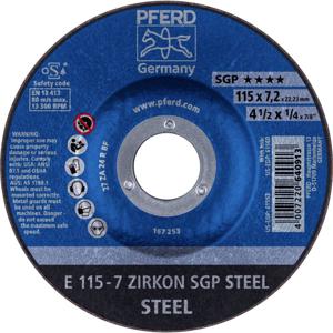 PFERD 62211737 E 115-7 ZIRKON SGP STEEL Afbraamschijf gebogen Diameter 115 mm Boordiameter 22.23 mm Staal 10 stuk(s)