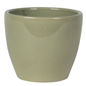 Steege Plantenpot/bloempot - glanzend - keramiek - mosgroen - 13 x 11 cm - Plantenpotten