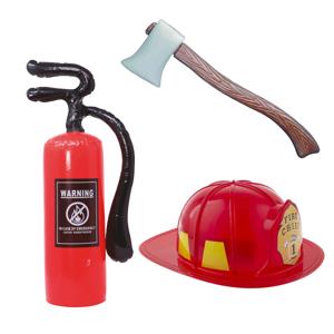 Brandweerman verkleed set - 3 delig - voor volwassenen - helm - gereedschap