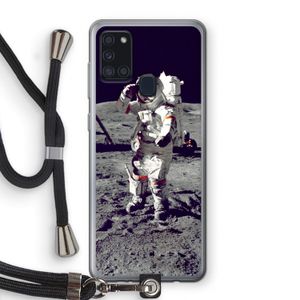 Spaceman: Samsung Galaxy A21s Transparant Hoesje met koord
