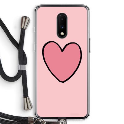 Hartje: OnePlus 7 Transparant Hoesje met koord